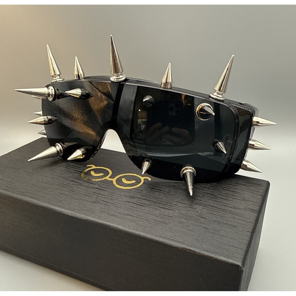 Gothic SteamPunk Black Silver Spike/Studs Sunglasses Halloween Rave Festival/Box